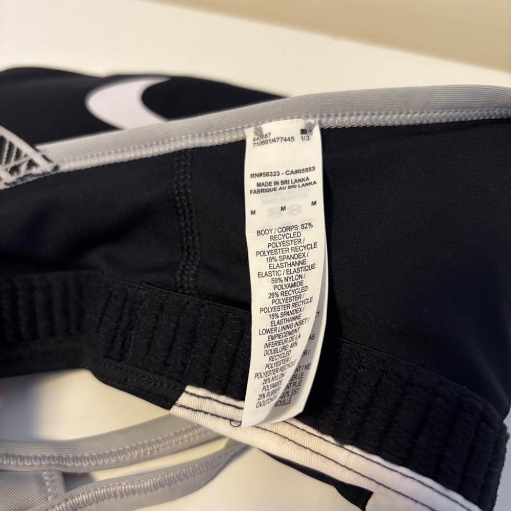 Nike Swoosh Medium Support Padded Racerback Sports Bra Black Grey White Womens M - Picture 5 of 5